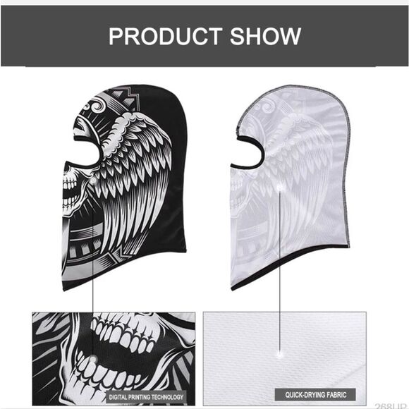 Tactical Skull Ghost Printed Full Face Mask Balaclava Halloween Ski Motorcycle - Picture 5 of 6